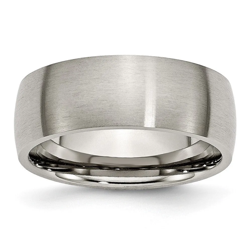 Titanium Brushed 8mm Half Round Band