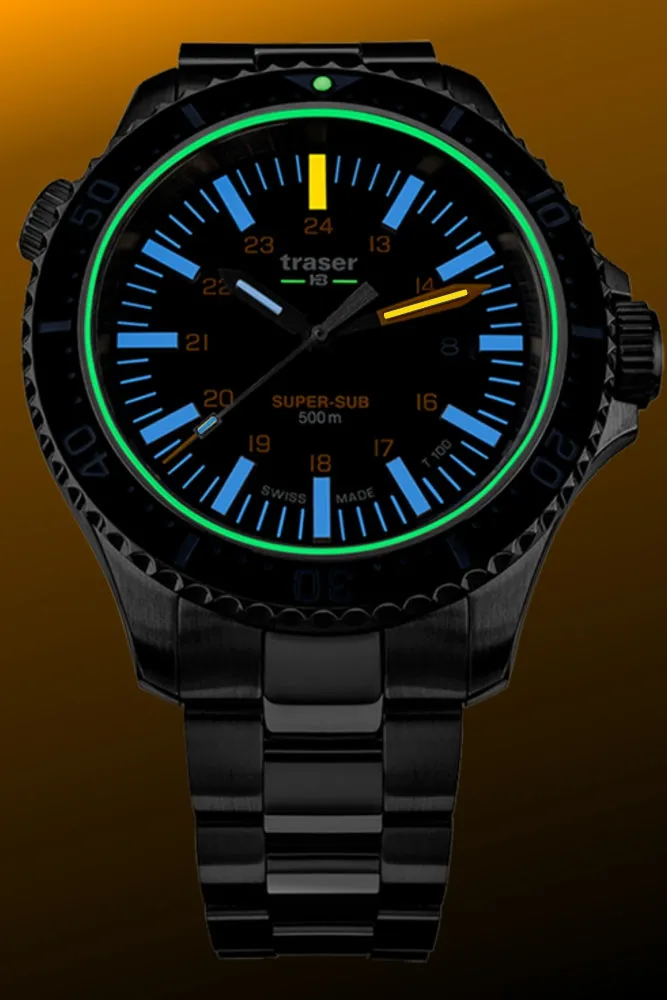 Traser P67 Super-Sub 500 Meter T100 TRITIUM Professional Dive Watch, Special Set 109370