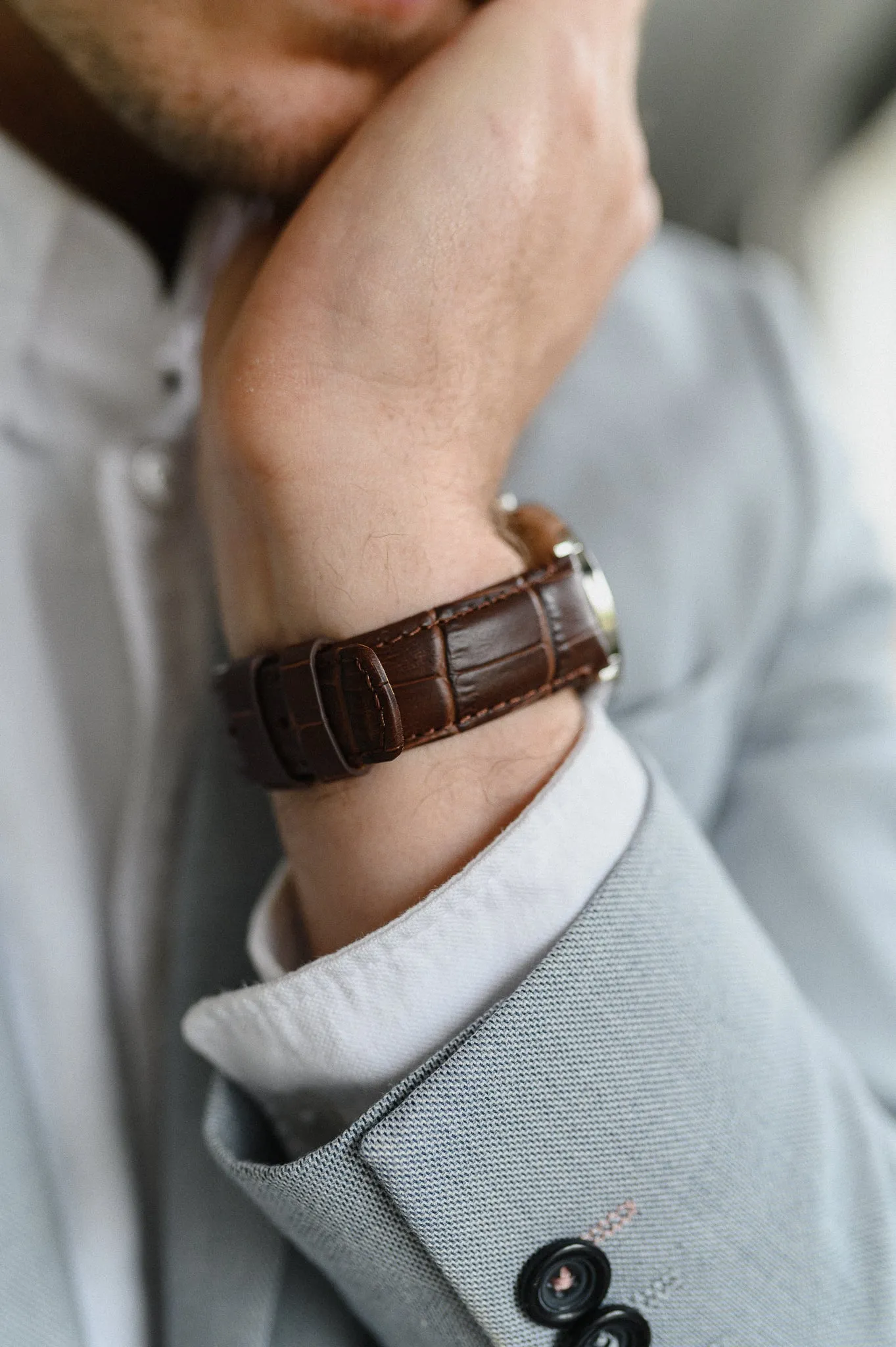 Ultra & Ultra 2 Coffee Brown Alligator Grain Leather Watch Band