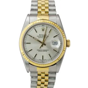 UNPOLISHED NO HOLES Rolex DateJust 36mm Silver Two-Tone Jubilee Watch 16233