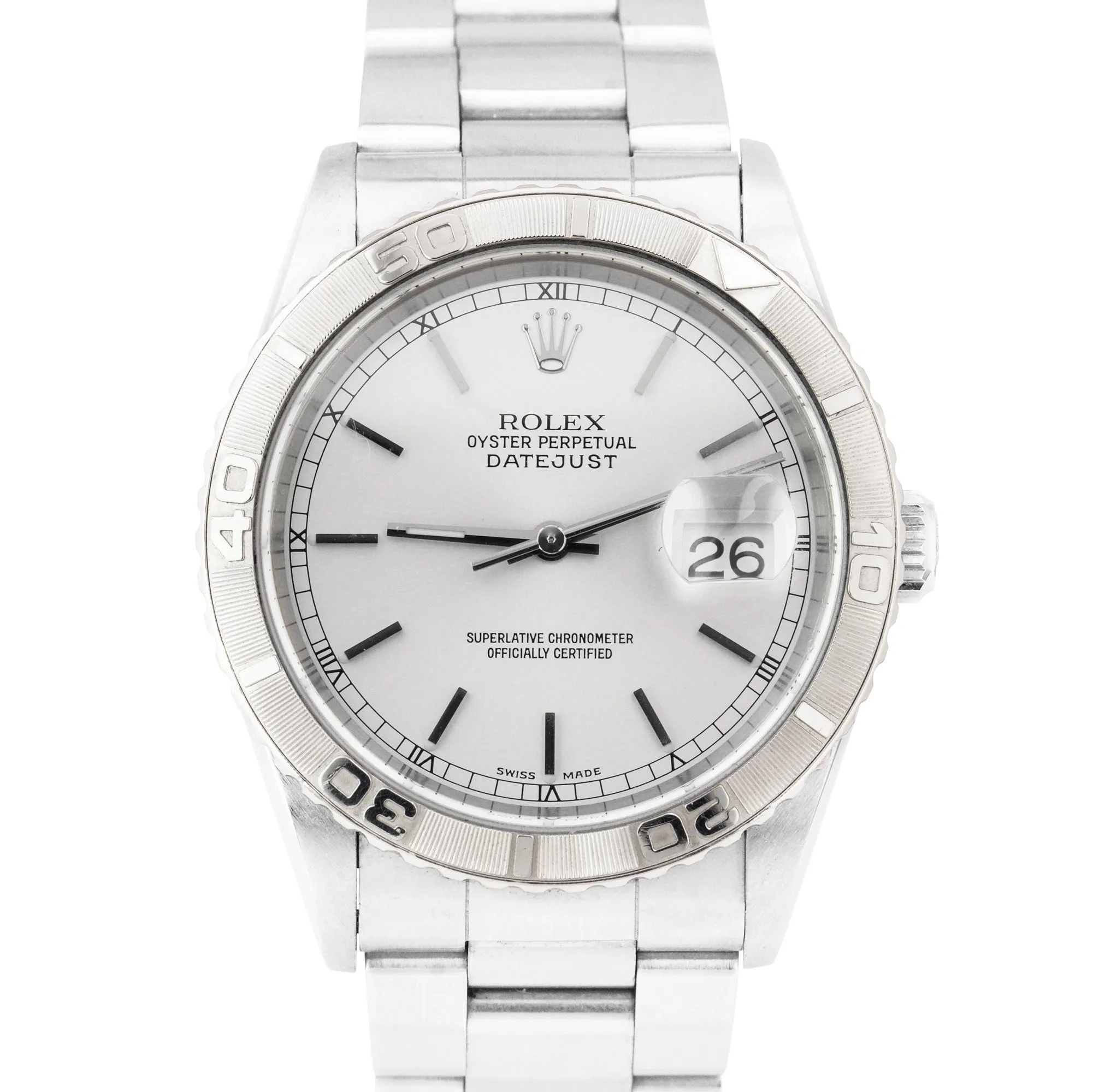 UNPOLISHED Rolex DateJust 36mm Turn-O-Graph Silver Dial Stainless Watch 16264