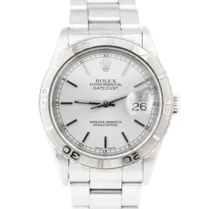UNPOLISHED Rolex DateJust 36mm Turn-O-Graph Silver Dial Stainless Watch 16264