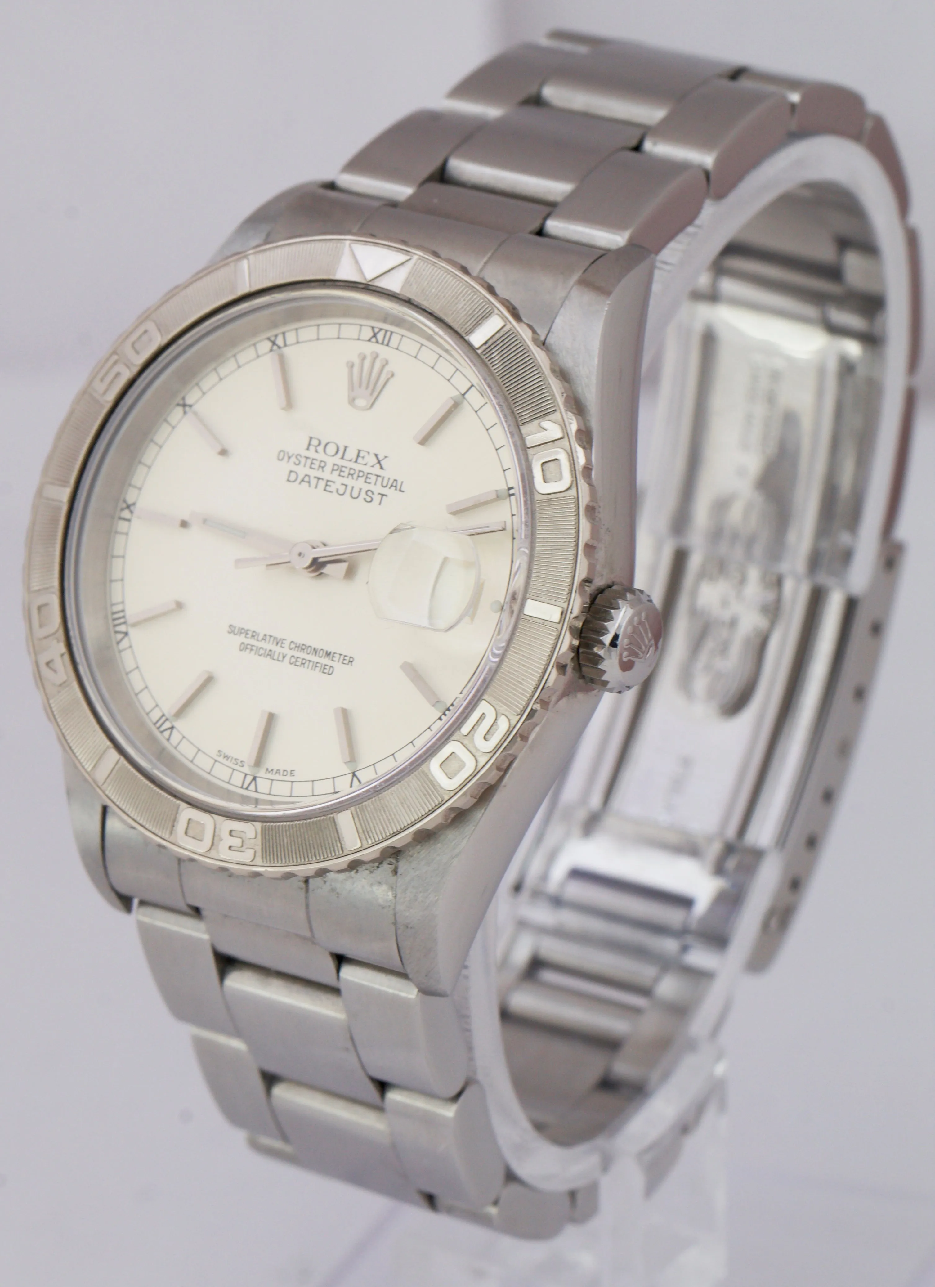 UNPOLISHED Rolex DateJust 36mm Turn-O-Graph Silver Dial Stainless Watch 16264