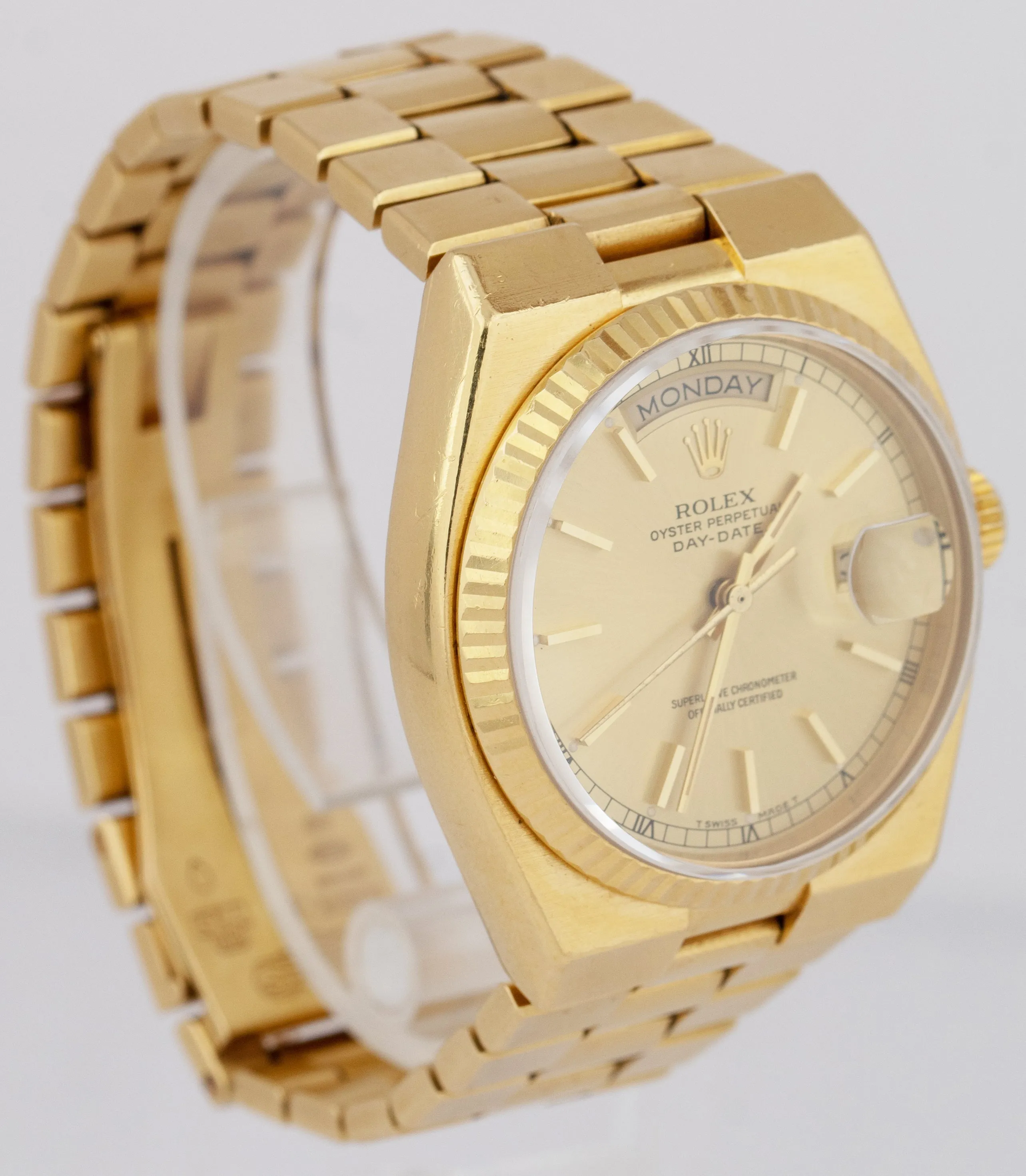 UNPOLISHED Rolex OysterQuartz Day-Date President Champagne Gold 36mm Watch 19018