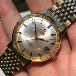 Vintage Omega Seamaster De Ville Date 6292 Gold Filled Automatic Wristwatch Box and Papers New Old Stock