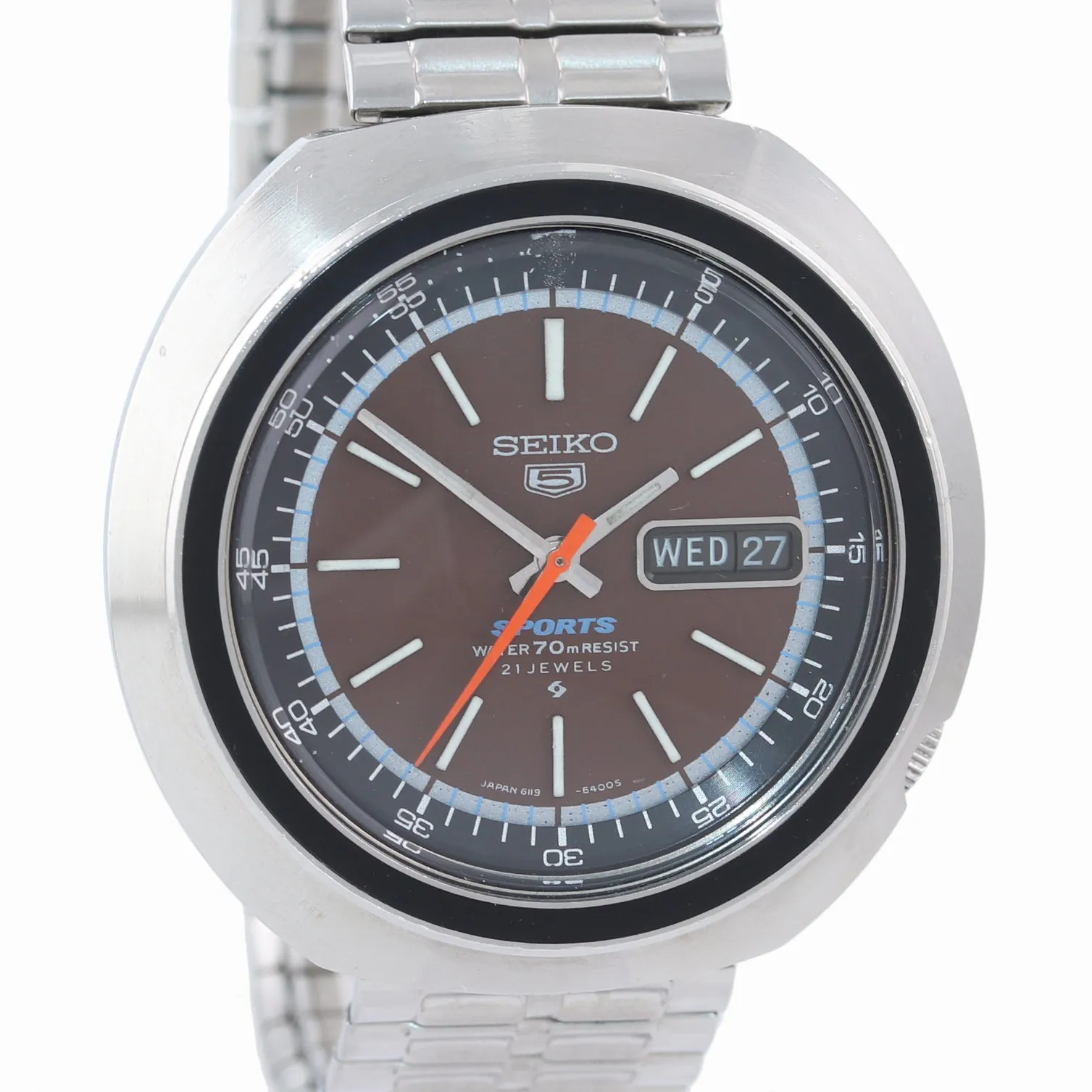 Vintage Seiko Sports 6119-6400 UFO Automatic 43mm Day Date Diver Steel Watch