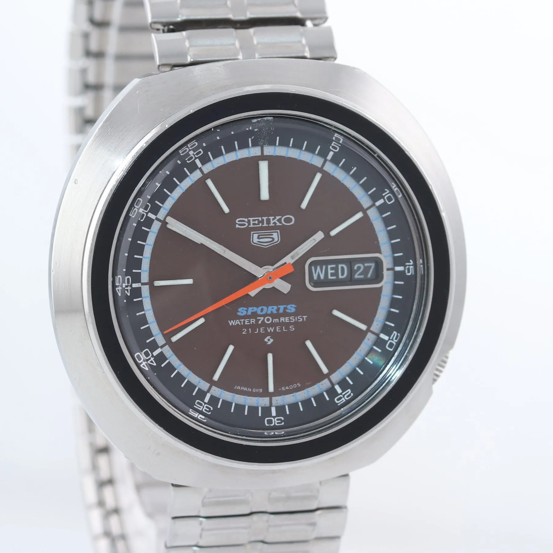 Vintage Seiko Sports 6119-6400 UFO Automatic 43mm Day Date Diver Steel Watch