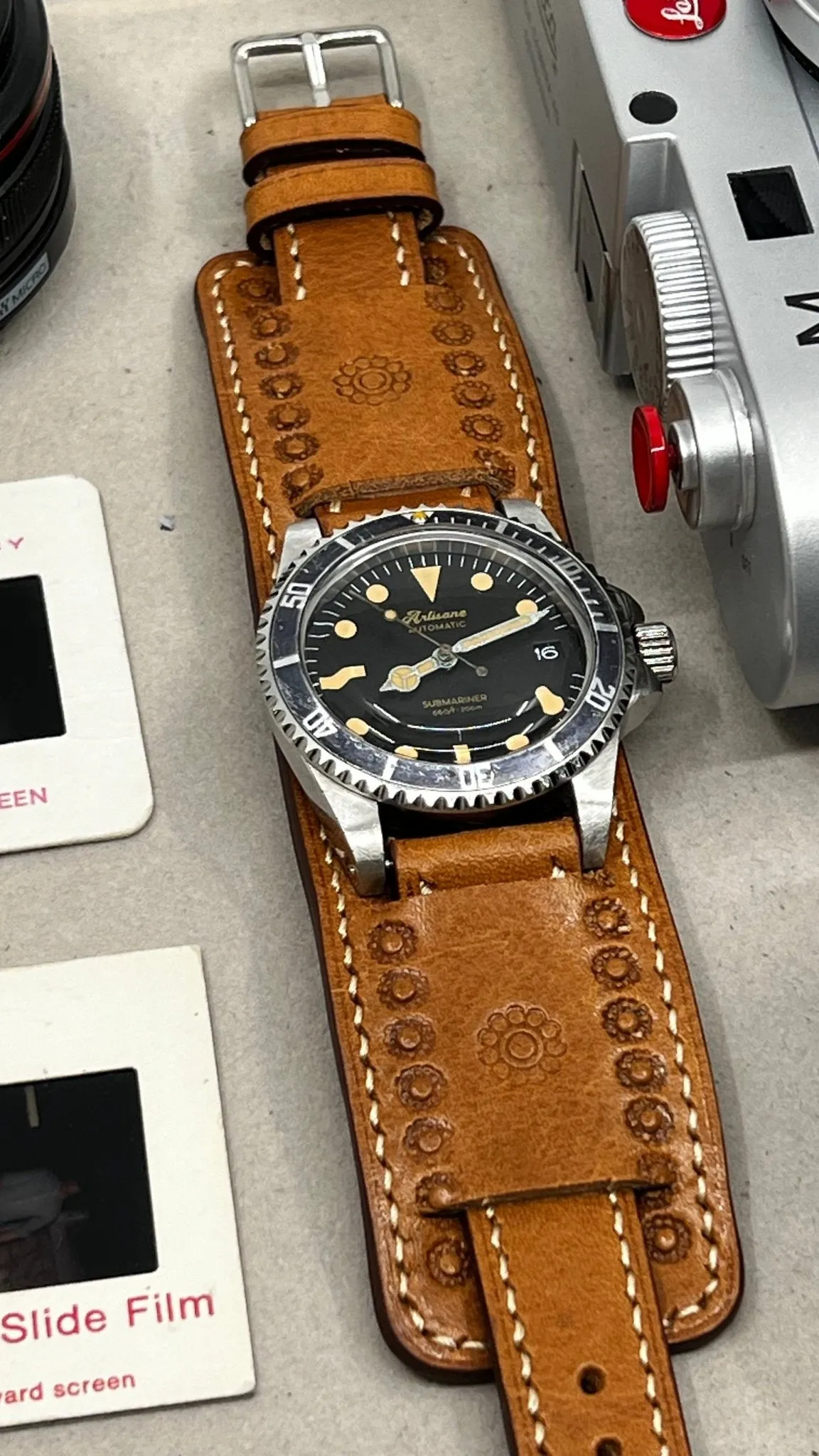 Watch Strap 19mm 20mm 22mm, vegetable tanned leather Watch Band, Wristwatch Band with Flower Pattern Engraving, Christmas Gift Ideas for her