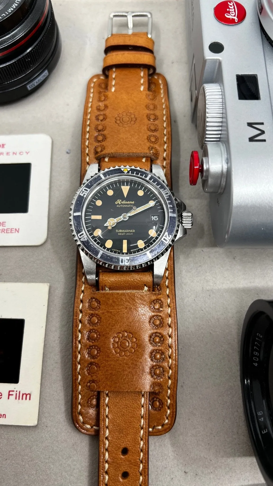 Watch Strap 19mm 20mm 22mm, vegetable tanned leather Watch Band, Wristwatch Band with Flower Pattern Engraving, Christmas Gift Ideas for her