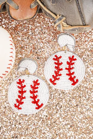 White Play Ball Seed Bead Earrings
