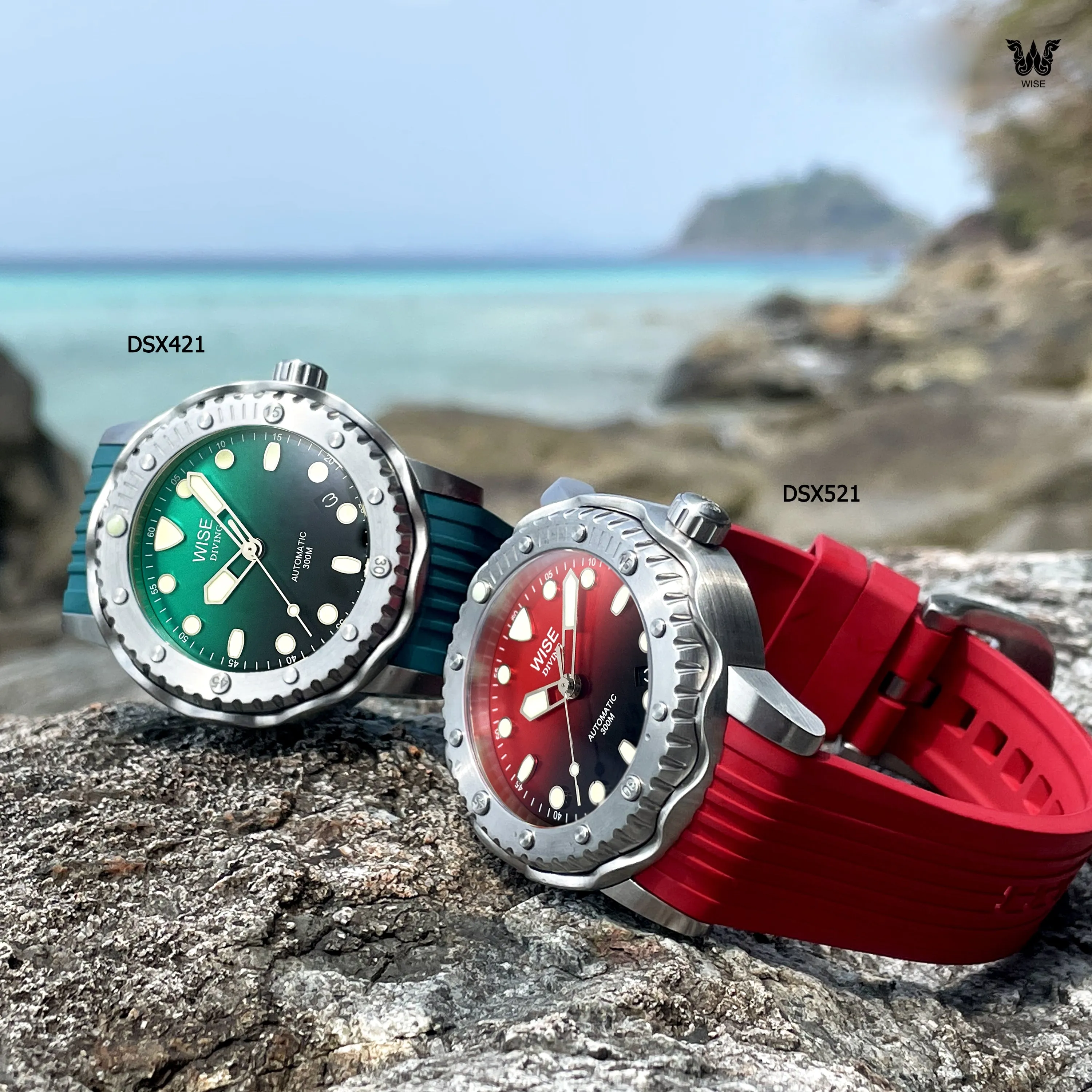 WISE DIVING FKM Rubber Strap 22 mm.