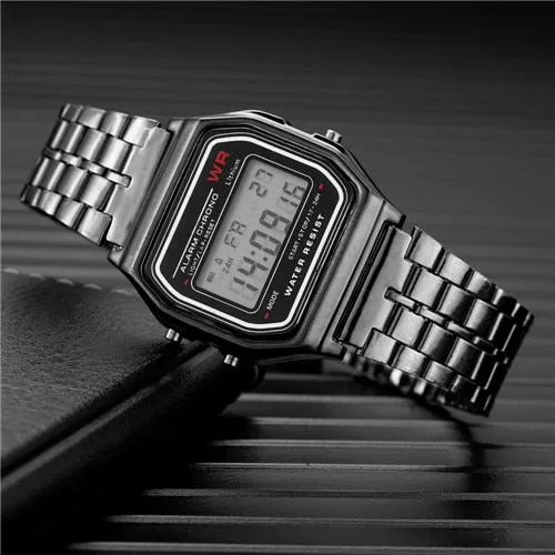 Women Men Unisex Watch Gold Silver Vintage Stainless Steel LED Sports Military Wristwatches Electronic Digital Watches Present