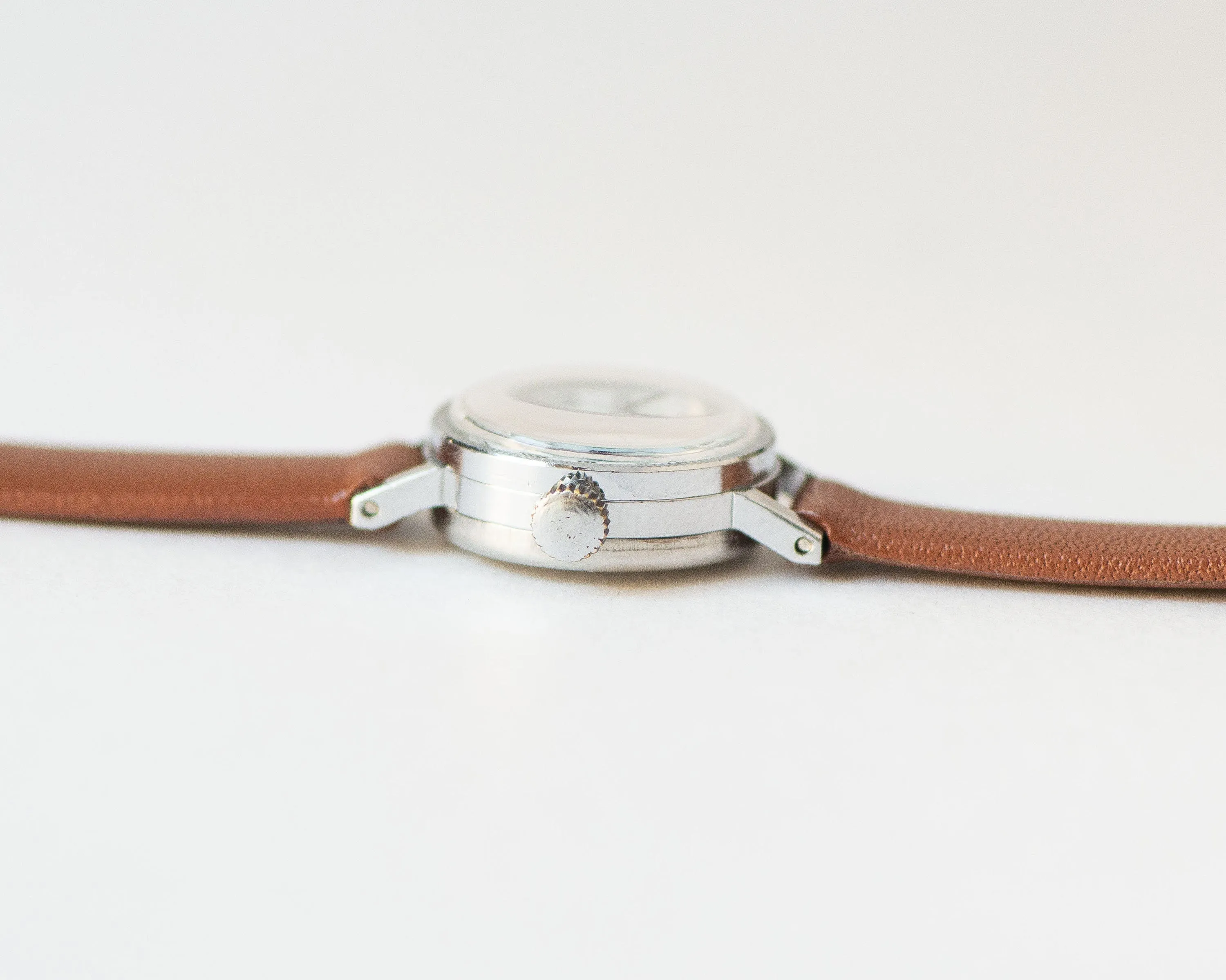 Women Watch Blue Dot Face Roman numerals, Vintage women watch very small, Women's Tiny Gift Watch Seagull Retro, New Premium Leather Strap