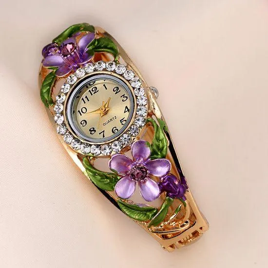 Women's Beautiful Flower Design Fashion Watch In 5 Colors