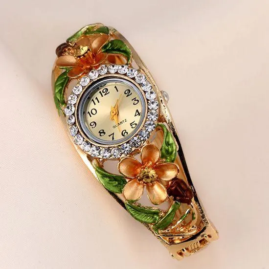 Women's Beautiful Flower Design Fashion Watch In 5 Colors