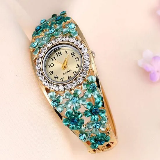 Women's Beautiful Glass Flower Inspired Watch In 5 Colors