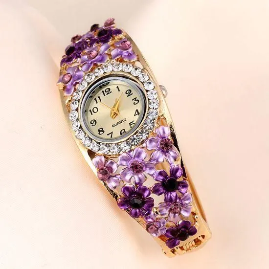 Women's Beautiful Glass Flower Inspired Watch In 5 Colors