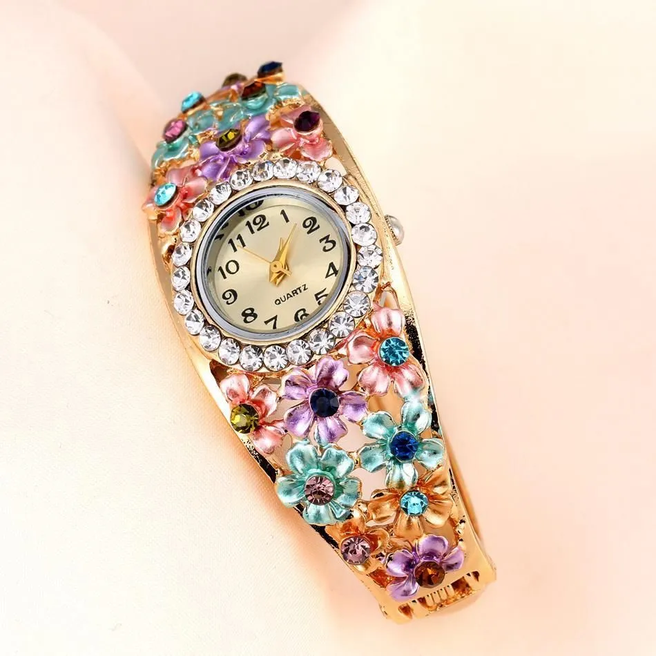 Women's Beautiful Glass Flower Inspired Watch In 5 Colors