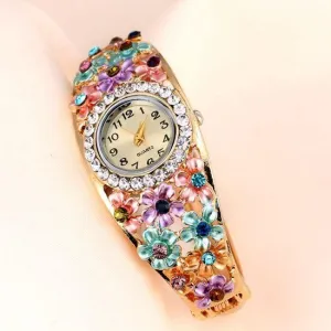Women's Beautiful Glass Flower Inspired Watch In 5 Colors