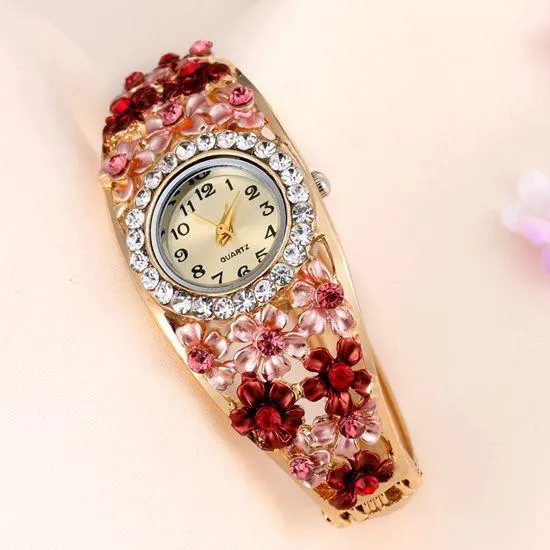Women's Beautiful Glass Flower Inspired Watch In 5 Colors