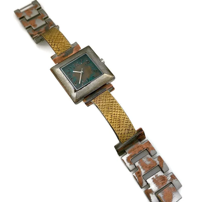 Women's Brass Watch, blue Dial