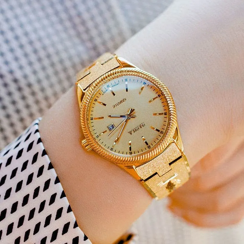 Women's Quartz Watches Gold Plated No Fading Calendar Watches